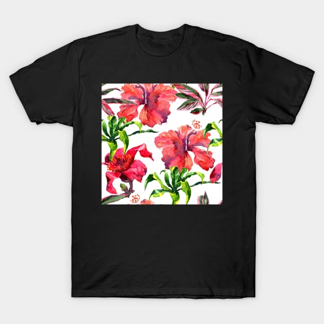 Watercolor tropical leaves and plant T-Shirt by Olga Berlet